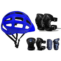 Jaspo Sturdy SX4 Adjustable Multisport Helmet for Skateboarding, Skating, Cycling & Other Sports Age Group up to 4-10 Years for Kids  Made in India (Small, Blue)
