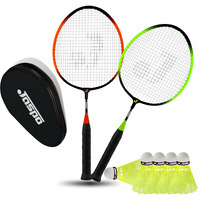 Jaspo Kidzy Steel Badminton Racquet Set (Racket Length -18 Inches) with 6pc.Nylon Shuttlecock. (Multi)-Recommended for Kids only