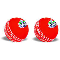 jaspo PVC T-20 Plus Practice Cricket Ball Wind Balls (125-130 Gms) For - Indoor & Outdoor Street & Beach Cricket (Pack Of 2) (Red)