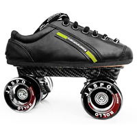 jaspo Unisex Pro Hyper Quad Outdoor Wheel Shoe Skates (Junior 13 Uk (Foot Length 21.5 Cms), Black)