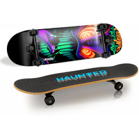 Jaspo Experts 26  x 7.5  Canadian Maple Premium Skateboard for Junior Riders with Fibre Trucks and PU Wheels (-(Black))