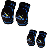 jaspo Protec 4 Knee & Elbow Performance Gear: Unisex Knee and Elbow support Caps for Ultimate Comfort in Gym Workouts, dancing, skating, cycling, Squats for Men and Women (L, Blue)