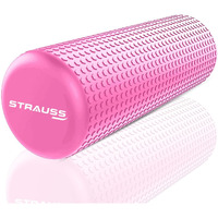 Strauss Yoga Foam Roller | Deep Tissue Massage Roller for Knee Exercise, Muscles Recovery & Physiotherapy | Home Gym Fitness Equipment for Full Body Relaxation and Flexibility | 30cm,(Pink)