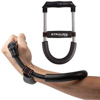 Strauss Wrist Forearm Strengthener |Improves Grip Strength |Arm Exercise Equipment for Forearm Workout |Adjustable Resistance |Hand and Wrist Strength Trainer|Ideal for Athletes, (Silver)