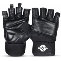 Nivia Venom Sports Gloves Genuine leather with neoprene strap Impact Foam for Palm Protection Half Finger Length Weight lifting Gloves -Small(Black)