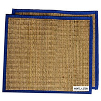 Montelal Store Korai Grass Sitting Mat | Set of 2| pooja mat for sitting (Red, Korai Grass, Jute Threads, 20 X 23 Inches)
