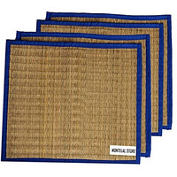 Montelal Store Kusha Grass Sitting Mat | Set of 4 | Prayer Meditation mat (Green, Korai Grass, Jute Threads, 20 X 23 Inches)
