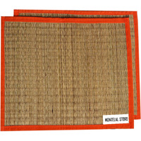 Montelal Store Kusha Grass Sitting Mat | Set of 2| aasan for Sitting (Orange, Korai Grass, Jute Threads, 20 X 23 Inches)