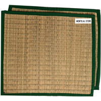 Montelal Store Kusha Grass Sitting Mat | Set of 2| handmade aasan for puja for sitting (Green, Korai Grasss, Jute Threads, 20 X 23 Inches)