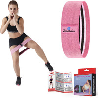 Wearslim Professional Resistance Anti Slip Circle Fitness Elastic Loop Bands Set for Legs and Butt, Exercise Wide Workout (Medium, 14.5 Inch, Pink) Natural Rubber