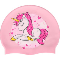 Primalite UNICORN Swim Caps for Kids- Aged 5-14 Years Old, Cute Cartoon Design, Silicone Waterproof Comfy Bathing Cap Swimming Hat for Long & Short Hair, Waterproof Stretchy for Children, Boys & Girls