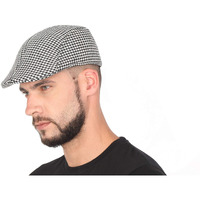 FabSeasons Unisex Checkered Polyester Golf Flat Cap (White, Large)