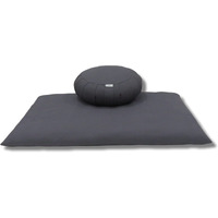 NutriBuck Zafu & Zabuton Mat Combo Meditation Yoga Cushion Filled with Buckwheat Hulls (Grey)