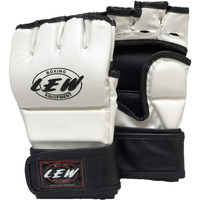 LEW White Black Martial Arts Training & Sparring | Palm-O Maya Hide Leather Grappling Mitts |Good for Kickboxing, Muay Thai, Cage Fighting, Punching Bag (White Black, Small Medium)
