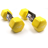 Kobo Vinyl Coated Iron Integrated Dumbbells Grippy Weights All-Purpose Color Coded Dumbbell for Strength Training (4 Kg x 2 = 8 kg) (Pair) (Yellow)