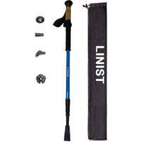 Linist Lightweight Aircraft-Grade Aluminum Trekking Pole with Extended Down Grip Plus Tip Kit and Carry Bag Walking Sticks for Hiking, Heavy Quality 7075 Aluminum with Cork Grip