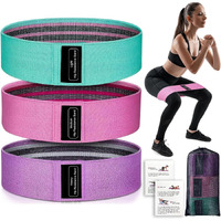 FirstFit Professional Resistance Bands for Legs & Butt, Exercise Bands, Hip Bands, Anti Slip Loop Bands, Cotton-Blended Fitness Band [Set of 3 Bands-L(16.5 )-M(14.5 )-S(12.5 )]