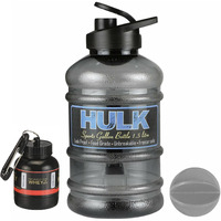 DOVEAZ Gym Water Gallon with Protein Funnel & Container with Key-Chain | Gym Bottles for Men | Gym Bottle | HULK Gym Gallon | Gallon Bottle for Gym | 1500 Ml Gallon (Black)