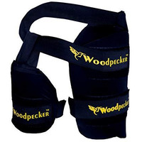 Woodpecker Right Hand Thigh Guard for Cricket, Thigh pad, Safety, Protection Equipment, Flexible Fit, Cricket Thigh Pads for Boys and Men (Black, Regular)
