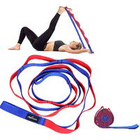 B BOZZBY Yoga Belt 12 Loop Option Varient Stretching Strap for Yoga, Pilates, Exercise, Physical Therapy Home Fitness (Blue -Red Color)- 1 Pcs