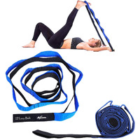 Signamio Strap Stretch Bands Belt 12 Loop Options with Extra Safe Adjustable, Durable Delicate Texture - Best for Daily Stretching, Physical Therapy, Fitness -Yoga, Exercise, Gym- 12 Loop-Blue-Black