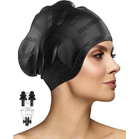 ZIXAD Latest Designed Long Hair Swim Cap,Waterproof Silicone Swimming Cap for Adult Woman and Men,Keeps Hair Clean with Ear Protector Fresh Long Lasting Silicone Made Waterproof Swimming Cap (Black)