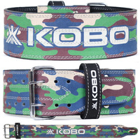 Kobo WTB-05 Leather Power Weight Lifting Belt 10 mm Thick, 4 Inches Wide (XL, CAMO GREEN)