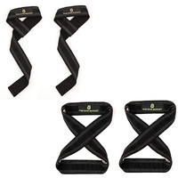 The Gym Bucket Lifting Straps, Deadlift strap, weight lifting straps, Gym straps for weight lifting, Strap with Foam Padding, Better Grip and Easy Lifting (Lifting Straps + Deadlift strap) - Black