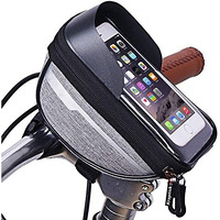 Kraptick Waterproof Front Frame Bag for Mobile Phone with Plenty of Storage for Bicycle Accessories- Locks, Tools with Mobile Pouch for Phones Under 6.5 inch (Grey)