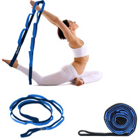 Signamio Strap Stretch Bands Belt 12 Loop Options with Extra Safe Adjustable, Durable Delicate Texture - Best for Daily Stretching, Physical Therapy, Fitness -Yoga, Exercise, Gym- 8 Loop-Blue-Black