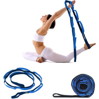 B BOZZBY Yoga Belt 8 Loop Option Varient Stretching Strap for Yoga, Pilates, Exercise, Physical Therapy Home Fitness (Blue-Black)- 1 Pcs