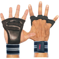 19.ten Leather 19Ten Grippy Unisex Palm Protector Gym Exercise Fitness Workout Power Lifting Training Gloves Zero Sweat With Wrist Support (Grey Line Grips, Medium)