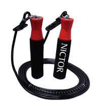 NICTOR Fitness Jumping Adjustable Skipping Rope for Gym Training Exercise and Workout, Weightloss - Ideal for Men & Women (Red & Black) Material: Polyvinyl Chloride