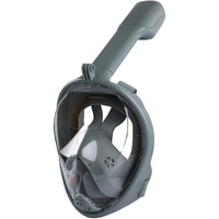 Delavala Full Face Snorkeling Mask Diving Gear - Latest Dry Top System,180 Degree Panoramic View Snorkeling Mask with Camera Mount,Safe Breathing,Anti-Leak Anti-Fog-Swim Fins (Grey - Large X-Large)