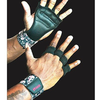 19.ten Leather 19Ten Grippy Unisex Palm Protector Gym Exercise Fitness Workout Power Lifting Training Gloves Zero Sweat With Wrist Support (Tribal Grips, Medium), Black