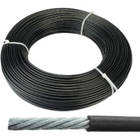 Shopoflux Gym Machine Wire Rope PU Coated Cable Inside Steel (Black) (5 MM, 5 Meter)