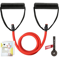 GOAT Resistance Tube Bands, Multipurpose Resistance Tube with Foam Handles, Door Anchor for Exercise, Suitable in Home & Gym Workout for Men & Women (RED 30 LBS + Door Anchor)