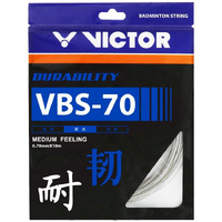 VICTOR VBS-70 (0.70mm x 10mm) Durability Medium Feeling Badminton String Available in 7 Different Color (Pack of 2) (White)