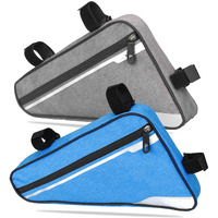 Kraptick Triangle Bike Bag [Waterproof]- Big Triangle Frame Bag for Bicycle, Cycle Accessories - Bike Pouch, Bike Bags with Reflective Straps and Plenty of Storage (Combo of - Grey & Blue)