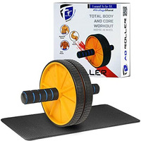FirstFit Double Wheel Ab Roller with Non-Slip Handles & Knee Mat, Ab Wheel Exercise Equipment for Men and Women Workout - Multicolor
