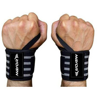 Mayor Secure Cotton Wrist Supporter for Gym Wrist Band for Men&Women with Thumb Loop Straps Wrist Wrap Gym Accessories for Men Hand Grip (Grey Black)