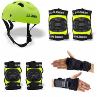JJ JONEX Protective Set Skating and Cycling for Age 8 to 11 Years Skating Guard Combo (Medium, Green Full) (MYC)
