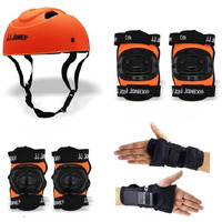 JJ JONEX Protective Set Skating and Cycling for Age 8 to 11 Years Skating Guard Combo (Medium, Orange Full) (MYC)
