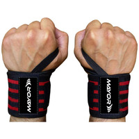 Mayor Secure Cotton Wrist Supporter for Gym Wrist Band for Men & Women with Thumb Loop Straps Wrist Wrap Gym Accessories for Men Hand Grip & Wrist Support Sports Straps for Gym (Red Black)