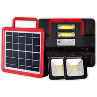 Pick Ur Needs Rechargeable Solar Emergency Lighting System with Radio & BT Music Function (Modern Red)