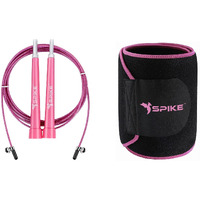 Spike Speed Skipping Jump Rope for Weight Loss, Fat Loss, Strength Designed for both Men and Women (Pink SR + Pink Slim Belt)
