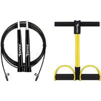 Spike Speed Skipping Jump Rope for Weight Loss, Fat Loss, Strength Designed for both Men and Women (Black SR + Spike Tummy Trimmer)