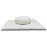 NutriBuck ZAFU & Zabuton Meditation Yoga Mat Cushion Combo Filled with Buckwheat Hulls (Round Zafu and Zabuton, Experience Ultimate Comfort, Support, and Mindfulness in Every Session_(Cream))