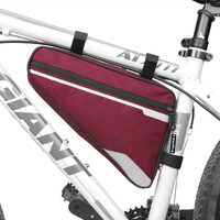 Kraptick Triangle Bike Bag [Waterproof] - Big Triangle Frame Bag for Bicycle for Lock, Tools, Cycle Accessories - Bike Pouch, Bike Bags with Reflective Straps and Plenty of Storage (Red)