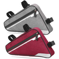 Kraptick Triangle Bike Bag [Waterproof]- Big Triangle Frame Bag for Bicycle, Cycle Accessories - Bike Pouch, Bike Bags with Reflective Straps and Plenty of Storage (Combo of - Grey & Red)